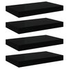 vidaXL Pakabinamos sieninės lentynos, 4vnt., juodos, 40x23,5x3,8cm, MDF