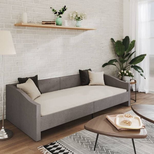 vidaXL Lova su čiužiniu ir USB i&scaron;vestimi, pilka, 90x200cm, audinys