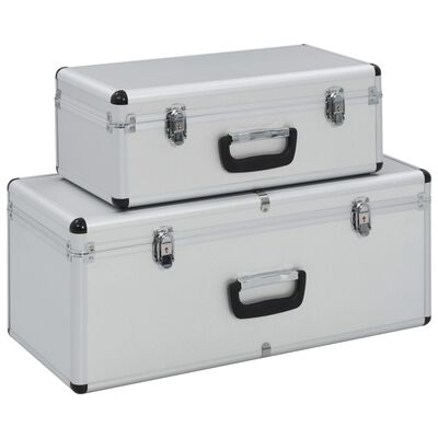 vidaXL Dėžės daiktams, 2 vnt., sidabrinės spalvos, aliuminis