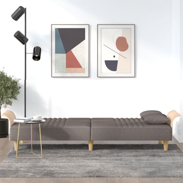 vidaXL Sofa-lova su porankiais, taupe spalvos, audinys