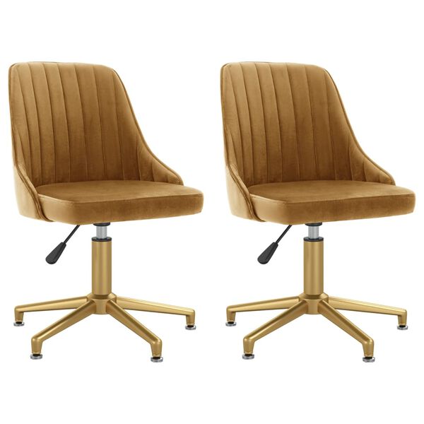 vidaXL Pasukamos valgomojo kėdės, 2vnt., rudos spalvos, aksomas