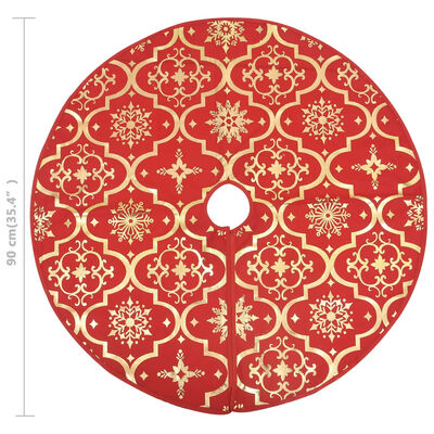 vidaXL Prabangus kilimėlis po eglute su kojine, raudoni, 90cm, audinys