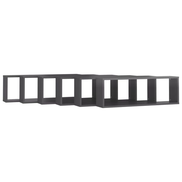 vidaXL Sieninės lentynos, 6vnt., pilkos, 80x15x26,5cm, MDP
