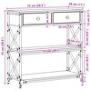 vidaXL Konsolės stalas su stalčių juoda ąžuolo 75 x 28 x 75 cm