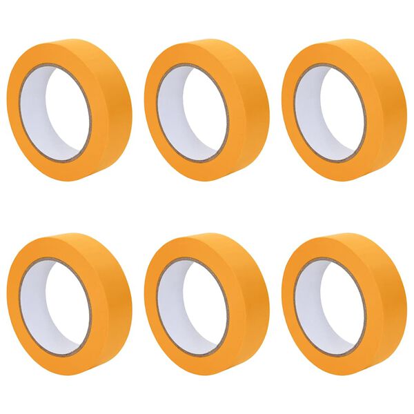 vidaXL Dažytojo maskavimo juostos 6 pcs Geltona 25mm x 50m Popierius