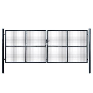 vidaXL Tinkliniai sodo vartai, cinkuotas plienas, 400x150 cm, pilki