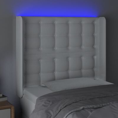 vidaXL Galvūgalis su LED, baltos spalvos, 83x16x118/128 cm