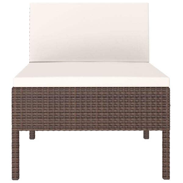 vidaXL Sodo kėdės su pagalvėlėmis, 3vnt., rudos spalvos, poliratanas