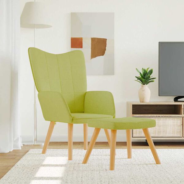 vidaXL Poilsio kėdė su pakoja, žalios spalvos, audinys