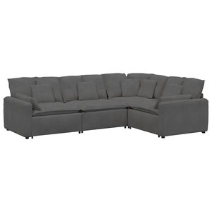 vidaXL Modulinė sofa su pagalvėlėmis, velvetas, tamsiai pilka
