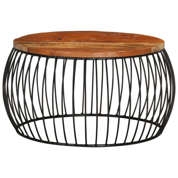 vidaXL Kavos staliukas, skersmuo 68cm, perdirbtos medienos masyvas