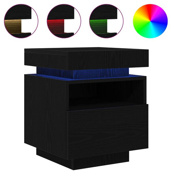 vidaXL &Scaron;alia lovos spintelė Juodas ąžuolas 40 x 39 x 48,5 cm