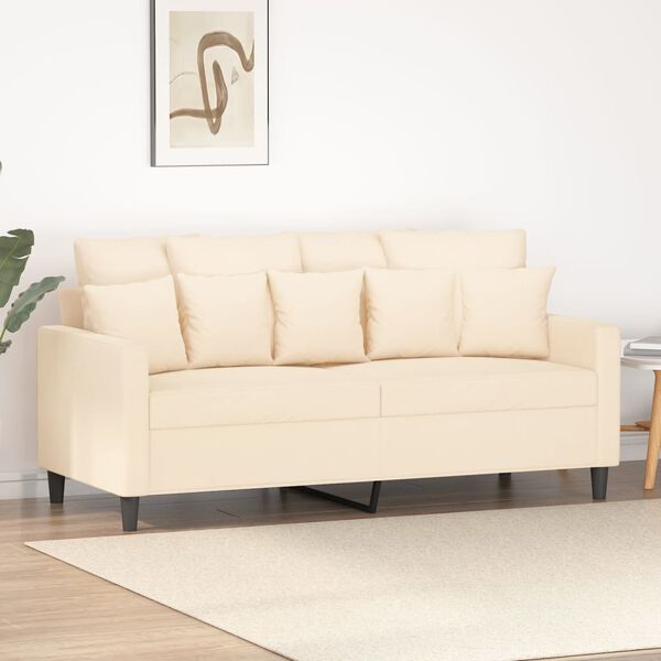 vidaXL Dvivietė sofa, kreminės spalvos, 140cm, aksomas