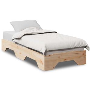 vidaXL lovos rėmas be čiužinio, sukraunamas 75x190 cm medžio masyvo