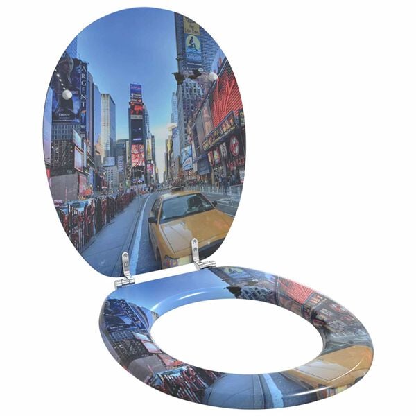 vidaXL Klozeto sėdynės su dangčiu, 2vnt., MDF, Niujorko dizainas