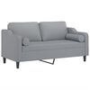vidaXL Dvivietė sofa su pagalvėlėmis, &scaron;viesiai pilka, 140cm, audinys