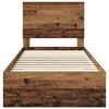 vidaXL Lovos rėmas su stalčių Senas medis 90 x 200 cm Apdirbta mediena
