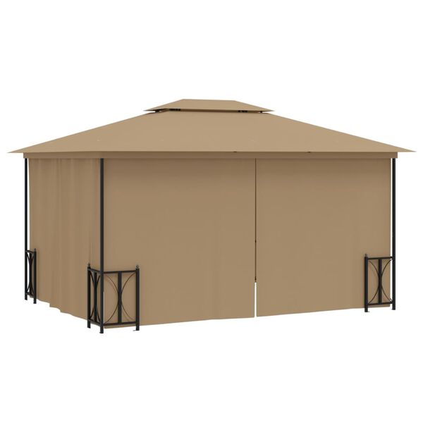 vidaXL Pavėsinė su šoninėmis sienomis ir stogu, taupe spalvos, 3x4m