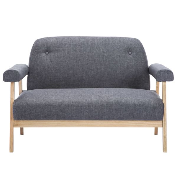 vidaXL Dvivietė sofa, audinys, tamsiai pilka
