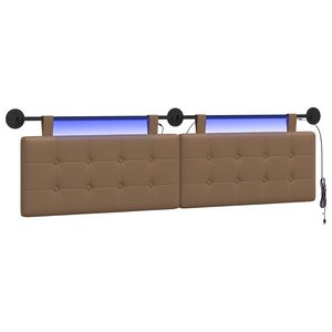 vidaXL Pakabinamas lovos galvūgalis Su LED &scaron;viesa Kapučino