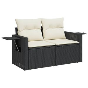 vidaXL Dvivietė sodo sofa su pagalvėlėmis, juodos spalvos, poliratanas