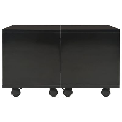 vidaXL Kavos staliukas, juodos spalvos, 60x60x35cm, labai blizgus