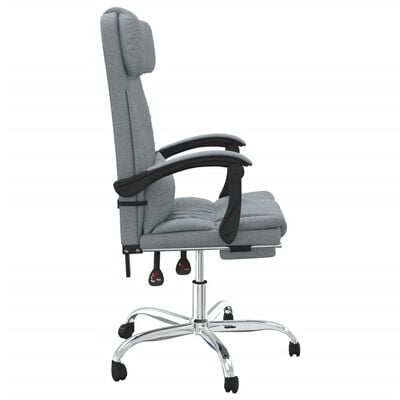 vidaXL Atlošiama masažinė biuro kėdė, šviesiai pilkos spalvos, audinys