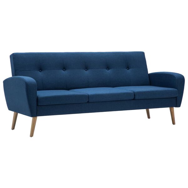 vidaXL Trivietė sofa, audinys, mėlyna