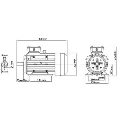 vidaXL Trifazis elektros variklis, 4kW/5,5AG, 2 polių, 2840aps./min.