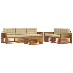 vidaXL Lauko sofos komplektas su pagalve 6 pcs Natūralus ir bežinis
