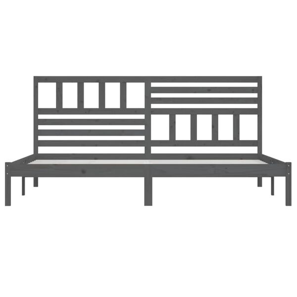 vidaXL Lovos rėmas, pilkos spalvos, 200x200cm, pušies medienos masyvas