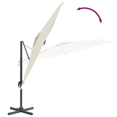 vidaXL Gembės formos skėtis su aliuminiu stulpu, smėlio, 300x300cm