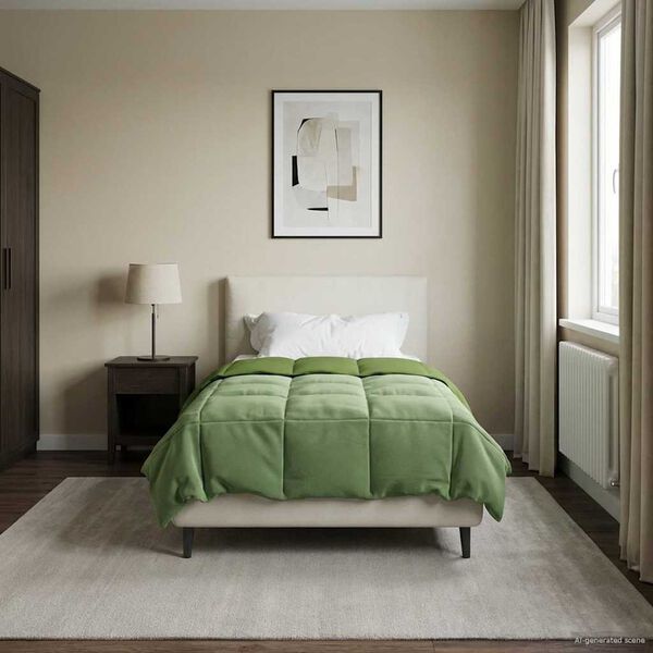 vidaXL Vasaros antklodė Tik&scaron;tas Žalia 135 x 220 cm Mikropluo&scaron;tas