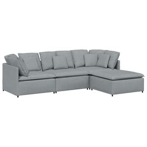 vidaXL Modulinė sofa su pakoja ir pagalvėlėmis, audinys, &scaron;viesiai pilka
