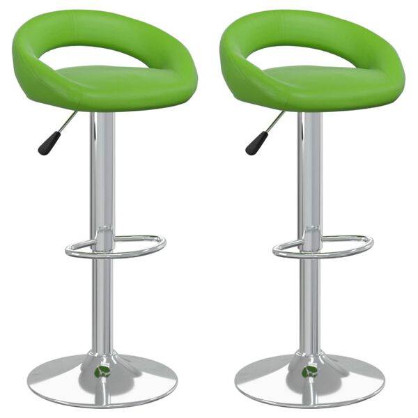 vidaXL Baro taburetės, 2vnt., žalios spalvos, dirbtinė oda