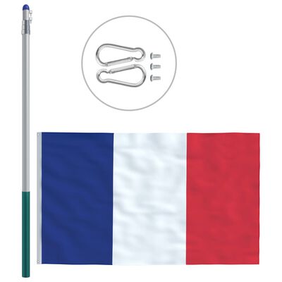 vidaXL Prancūzijos vėliava su stiebu, aliuminis, 6m