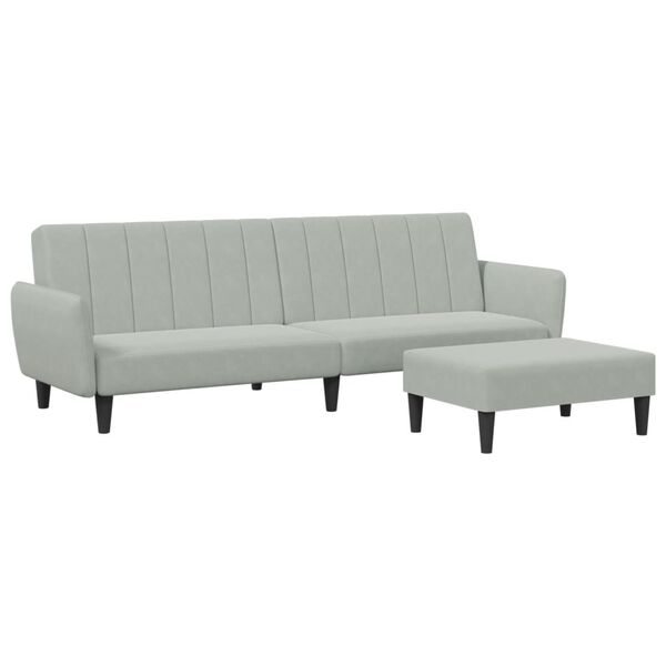 vidaXL Dvivietė sofa-lova su pakoja, šviesiai pilkos spalvos, aksomas