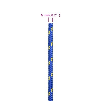 vidaXL Valties virvė, mėlynos spalvos, 6mm, 50m, polipropilenas