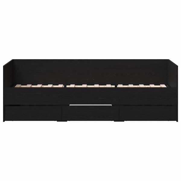 vidaXL Dieninės lovos konstrukcija su stalčiais juoda ąžuolo