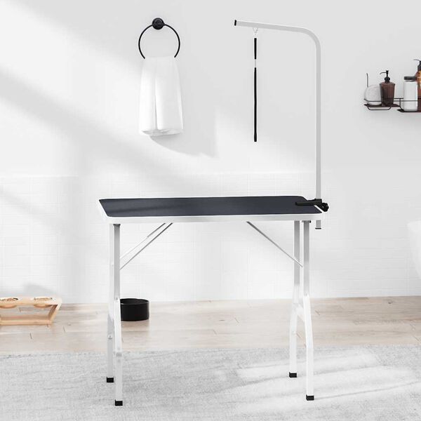 vidaXL Reguliuojamas šunų, naminių gyvūnų priežiūros stalas su 1 kilpa