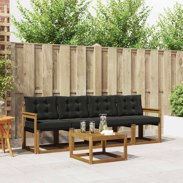 vidaXL Lauko sofos komplektas su pagalve 5 pcs Natūrali ir juoda