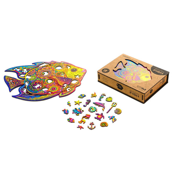 UNIDRAGON Medinė dėlionė Shining Fish, 196 detalės, 32x24cm, vidutinė