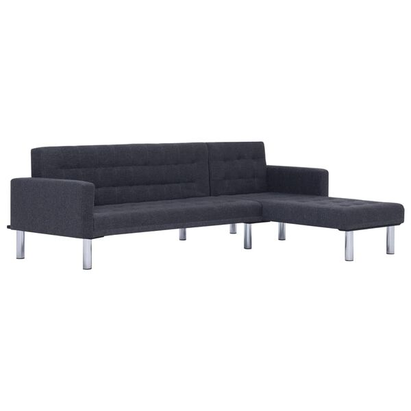 vidaXL L formos sofa-lova, tamsiai pilka, poliesteris