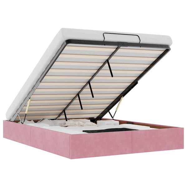 vidaXL Osmanų lovos rėmas be čiužinio Rožinis 140x200 cm Velvet
