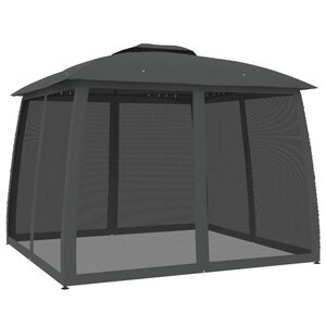 vidaXL Pavėsinė su stogu ir sienomis, antracito, 2,93x2,93m, plienas