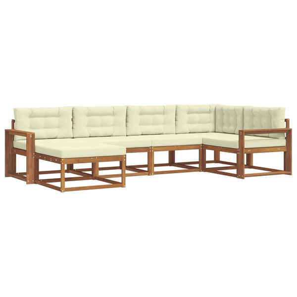 vidaXL Lauko sofos komplektas su pagalve 6 pcs Natūralus ir grietinėlė