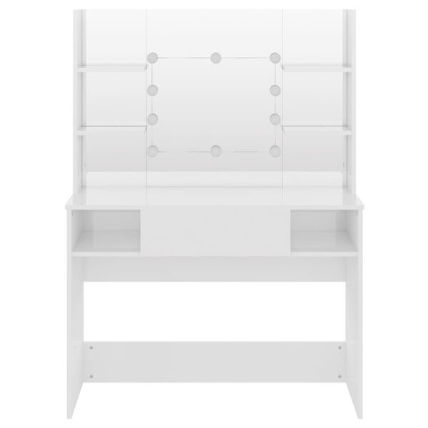 vidaXL Kosmetinis staliukas su LED, blizgus baltas, 100x40x135cm, MDF