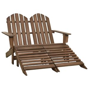 vidaXL Dvivietė sodo Adirondack kėdė ir otomanė, ruda, eglės mediena