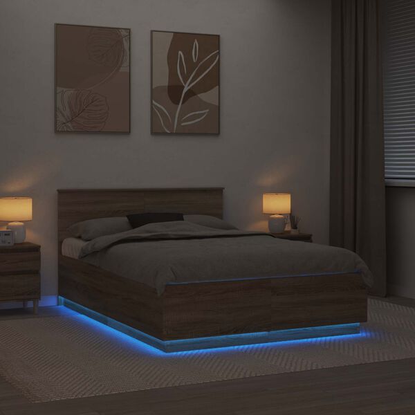 vidaXL Lovos rėmas Sonoma ąžuolas 150 x 200 cm Apdirbta mediena