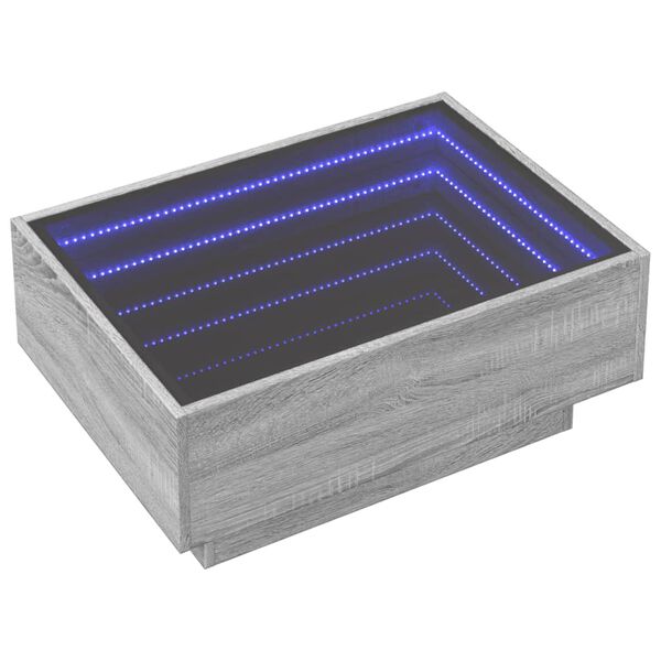 vidaXL Kavos staliukas su LED, pilkas ąžuolo, 70x50x30cm, mediena